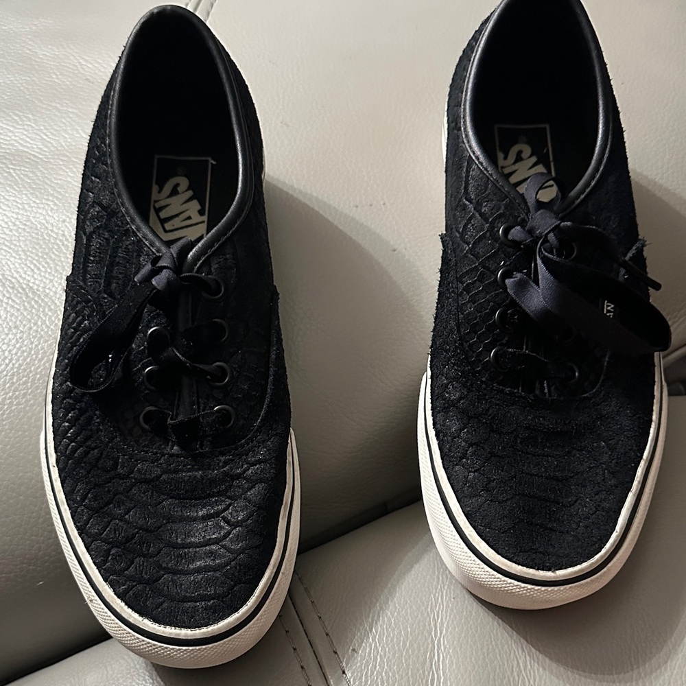 Vans Black Crocodile-Pattern Sneakers